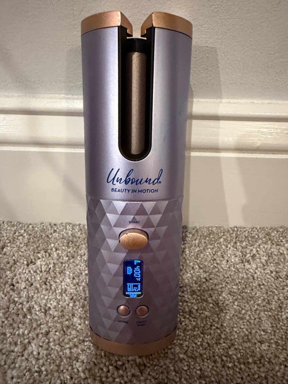Unbound Beauty In Motion Cordless Auto Curler - Lavender with Rose Gold